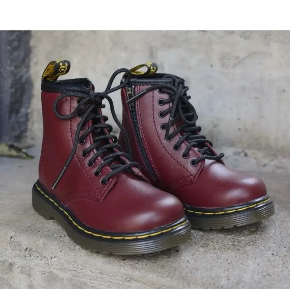 Dr. Martens 1460 Junior Cherry Red Leather Ankle Boots Girls Size 5 Men Size 4